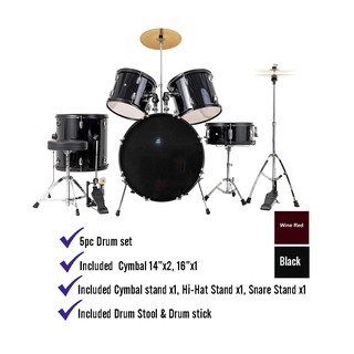 5pcs Standard Drum Set comes with Cymbal