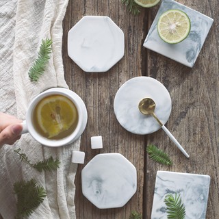 2pcs European Marble Pattern Ceramic Drink Coaster Coffee Cup Mat Tea Pad Dining