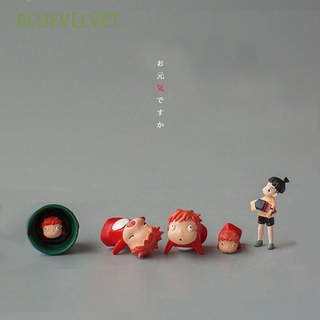 BLUEVELVET DIY Landscaping Ponyo On The Cliff Action Figures Mini Doll Toy Figurine Model For Kids Gift Home Decor Collection Classic Gardening Decor Accessories Sosuke Miniatures