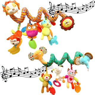 Baby Musical Spiral Stroller Cot Bed Crib Teether Rattle Soft Plush Hanging Toy