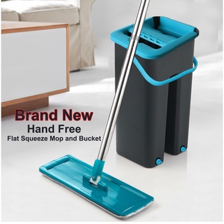 New Mop Self-Wash And Squeeze Dry Flat Mop With Bucket Microfiber Mop Pad Mop Lantai