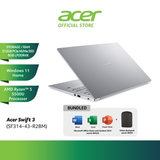 Acer Swift 3 AMD Ryzen 5 Laptop (SF314-43-R6WW / SF314-43-R2BM / SF314-43-R5QX) - Pure Silver & Electric Blue