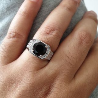 Men Ring Black Buggati Original 925 Sterling Silver Cincin Lelaki Nikah Kahwin
