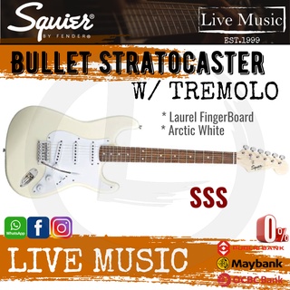 Fender Squier Bullet Stratocaster with Tremolo 6-String Electric Guitar, Laurel Fingerboard - Arctic White