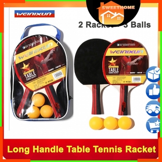 Long Handle WEINIXIN 2105-A High Quality Ping Pong Table Tennis Rackets + Free 3 Balls with Carry Bag