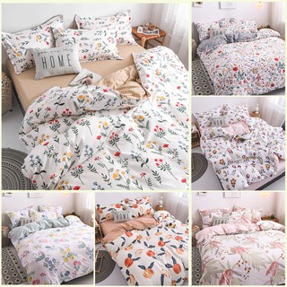 4 In 1 Bed Set Fashion Floral Pattern Cadar Bedding Set Bedsheet Bed Cover Flat BedSheet Pillowcase Single/Queen/King Size