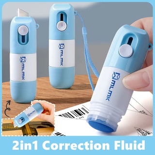 2in1 Thermal Paper Correction Fluid with Cutting Tool Box Opener Privacy Protection Quick-Drying Eliminate Fonts