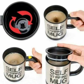 (Free battery)AUTO STIR MUG STAINLESS STEEL | INSTANT DRINKING HOT CUP WITHOUT USING SPOON | CAWAN TANPA SUDU