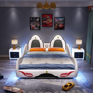 Children's car bed boy new style 1.5m bumblebee bed with storage for girl 1.8m cartoon guardrail bed
