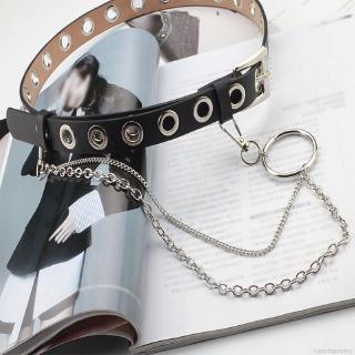 Women Punk Chain Fashion Belt Adjustable Black Leather Buckle Belts