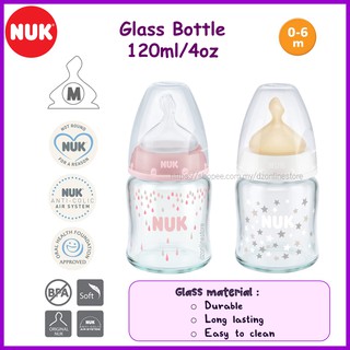 NUK First Choice+ Glass Bottle Feeding Latex and Silicone Teat
