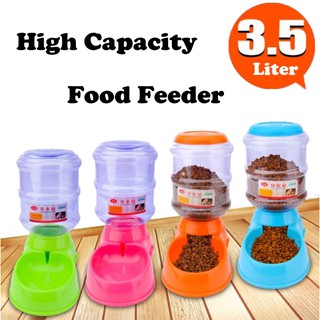 Pets Cat Kitten Dog Puppy High Capacity Automatic Food Feeder 3.5L (Green)