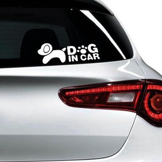 CARA_Cartoon Dog in Car Letters Printed Self-adhesive Reflective PET Auto Sticker