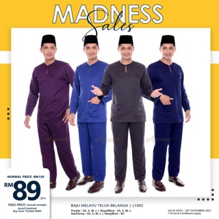 Baju Melayu Teluk Belanga Dewasa Baju Melayu Leher Bulat Baju Melayu Johor L1002-2 (XS-2XL) [AY2020]