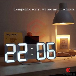 [Triple C] LED Jam Dinding / Meja Modern Digital 3D LED Wall Clock Alarm Clock