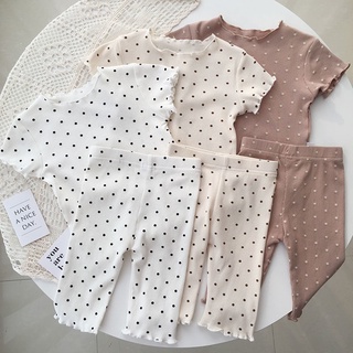 Summer Baby Pajamas Children's Air-conditioning Suit Two-piece Home Service Girl's Polka Dot Pattern Pajamas