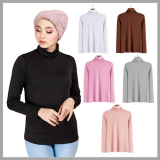 Long Sleeves Turtleneck Inner Wear|High Neck Top| Turtleneck Inner Baju Lengan Panjang Muslimah Free Size