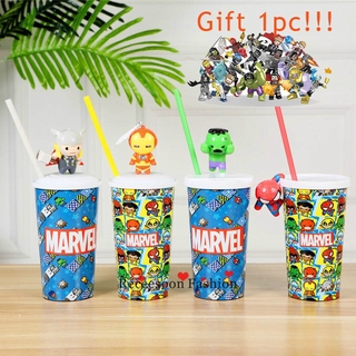 Marvel Avengers Water Bottle Iron Man Spiderman Bottles With Straw Water Cup