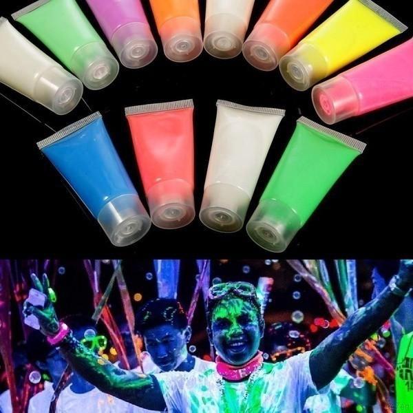 💕Glow In The Dark Acrylic Luminous Bright Pigment Party Decoration Body Paint