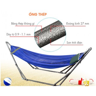 【Vietnam】Vietnamese Stainless Steel Hammock Indoor and Outdoor Net Bed Folding Swing Adjustable Support