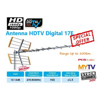 Antenna Digital TV UHF HDTV 17E 10-12db