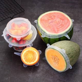 6Pcs/Set Reusable Food Fresh Covers Container Cover Elastic Silicone Sealed Cup Food Wrap Cover