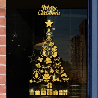 christmas treeChristmas Wall Stickers Showcase Glass Stickers Store Holiday Creative Christmas Tree Door Sticker
