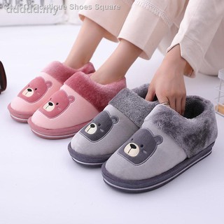 ☬Covered cotton slippers female household lovely indoor warm winter antiskid fluffy shoes men big yardsAlibaba membeli