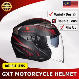 Helmet motor Topi keledar visor dwi lapis motosikal GXT Stylish motorcycle helmet open face double layer visor lens