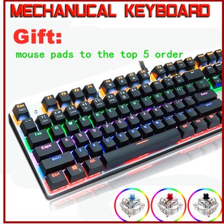 Metoo Mechanical Gaming Keyboard wired 87/104keys Anti-ghosting Black/blue/red Switch keyboards