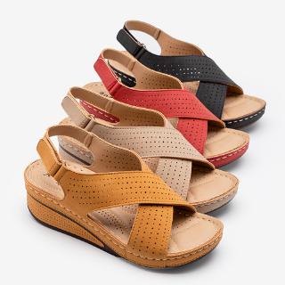 2021 New Sandals Women Wedge Breathable Velcro Lightweight Large Size Sandals