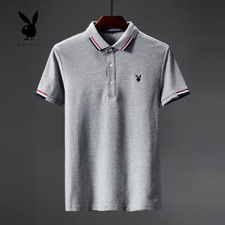 Playboy Male Polo Shirt Lapel Collar Casual Short-sleeve Men's Polo Solid Color M-4xl
