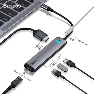 Baseus Type-C to HDMI RJ45 Multiple USB Ports 3.0 HUB Adapter for MacBook Splitter 6 in1 Type C HDMI Adapter Converter