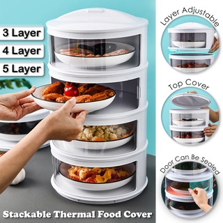 Food Cover (3/4/5 Layers) Premium Stackable Food Cover Tudung Saji Thermal Food Cover Thick Thermal Insulation