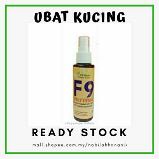 Spray Herba F9 ( ubat kutu kucing / kutu telinga / earmite / hama / kurap / scabies / mange ) 100ml by PS Herbs