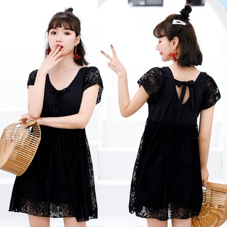 Lace Skirt One-Piece Swimsuit Spa Increased Widening Conservative Thin MM Mom Swimsuit (1)