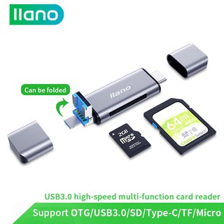 llano USB3.0 Card Reader 5 in 1 for OTG/Micro USB/SD/TF/Type C USB Camera Card Reader