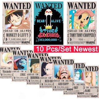 COD【Ready Stock】10PCS/LOT ONE PIECE Wanted Posters Sticker Anime Luffy Bedroom Decor Wallpaper