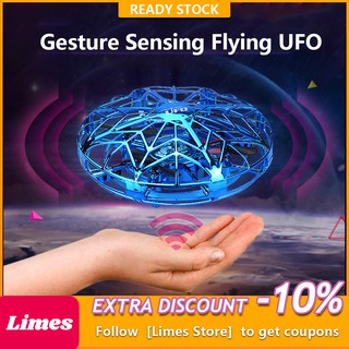 Gesture Sensing Flying UFO LED Mini Toy Suspension Four Axis Aircraft Drone Gift LED Color Light Drone Quad Copter
