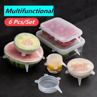 Stretchable Silicone Saran Wrap Food Fresh Keeping Cover Kitchen Tools 6Pcs