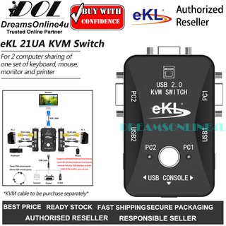 EKL EKL-21UA 2 USB VGA KVM Switch Keyboard Mouse Printer Sharing (1)