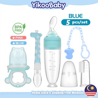 Combo 5 in 1 Baby Fruits Feeder Feeding Silicone Bottle Nipple Fruits Baby Toothbrush Puting baby feeding set