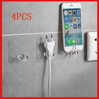 Happi GO 4PCS Powerful Plug Socket Hook Adhesive Holder Hanger