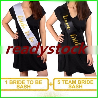 【readystock】6pcs Bride To Be Sash Team Bride Satin Sash Hen Night Bridal Shower Party