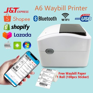 Ready Stock!! 2 in 1 USB & Bluetooth A6 Waybill Printer A6 Barcode Label Printing AWB Pos Laju J&T Poslaju Airway Bill with Paper Shelf