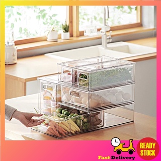 【PLAYFUL】Ready Stock Drawer Storage Box Storage Box Household Kitchen Refrigerator Wardrobe Transparent Storage Drawer
