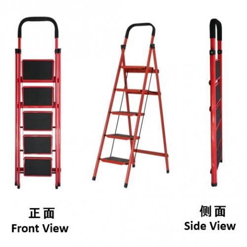 Folding 5-Tier Lightweight Steel Step Ladder with Hand Grip