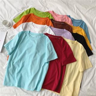 Summer Solid Color Short-sleeved T-shirt Women Tide Loose Cotton-containing Clothes