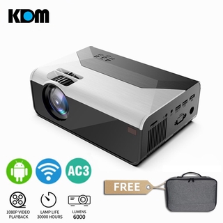 [Carrying Bag Included]Android Projector 2800 Lumens Full HD Smart Bluetooth Wifi Screen Mirroring for Mobilephone HDMI