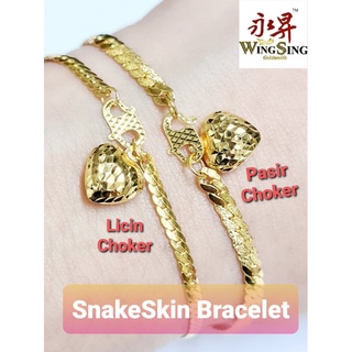 Wing Sing 916 Italy Snake Skin Bracelet / Rantai Tangan Kulit Ular Itali Emas 916